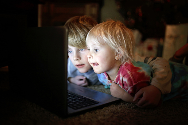 photo of children too close to monitor