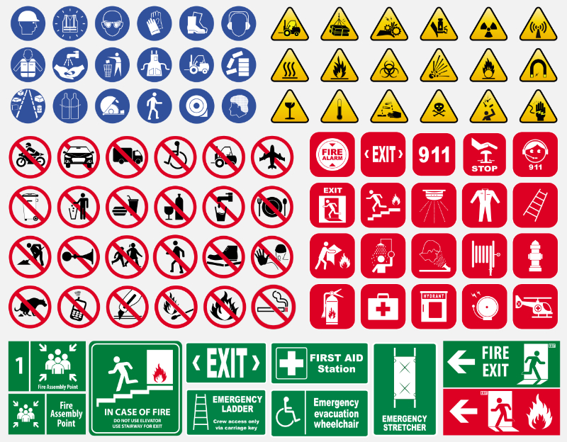 graphic showing safety hazard signs