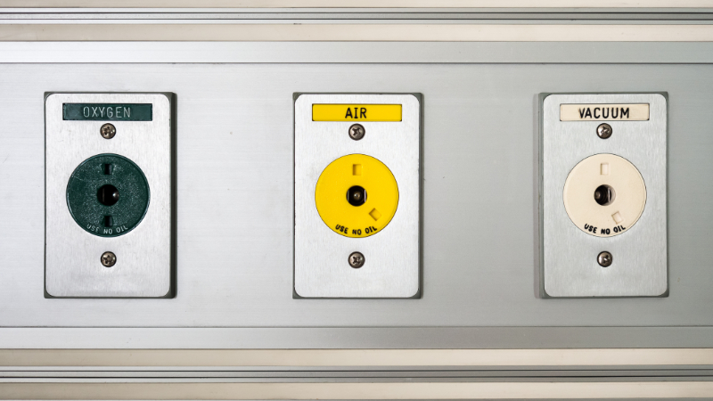 photo of wall taps in hospital room