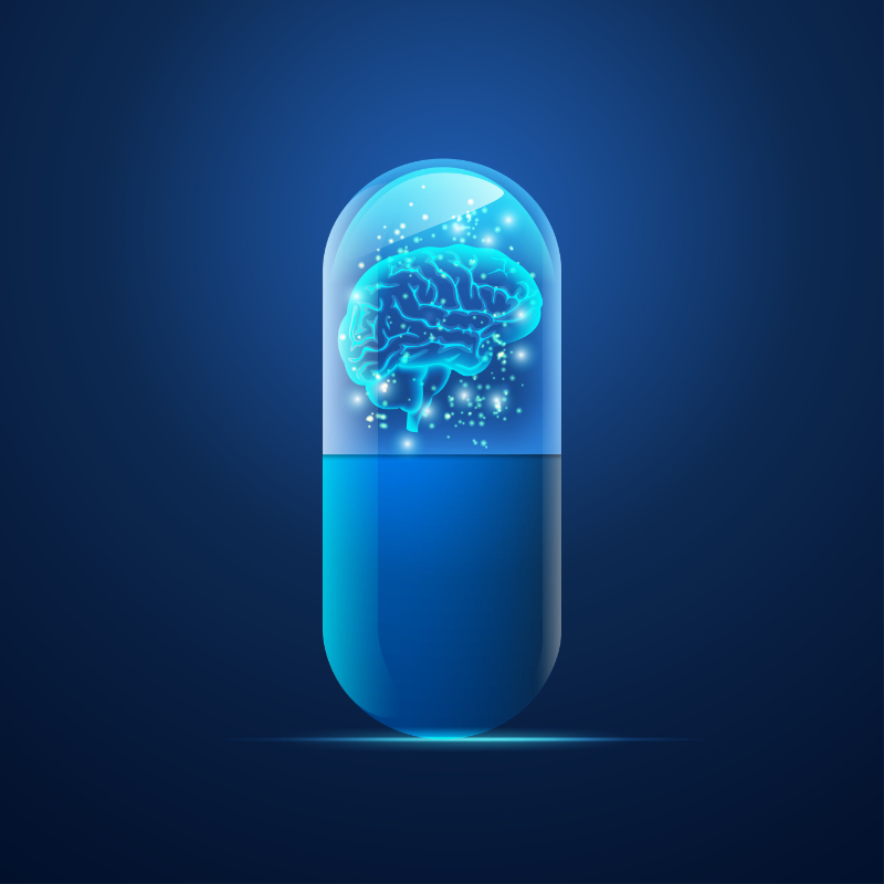 graphic of a brain inside a pill