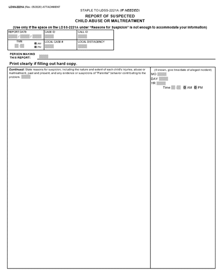 page three of idss 2221a form
