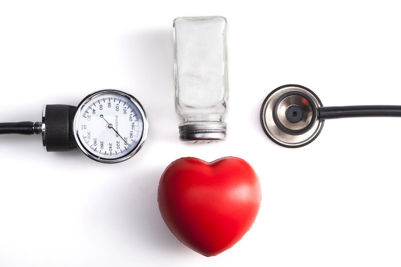 photo of heart, salt, blood pressure tools