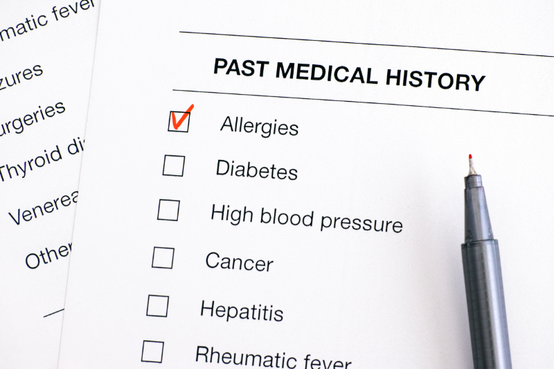 photo of medical history form