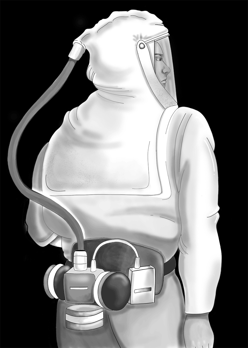 drawing of powered air purifying respirator