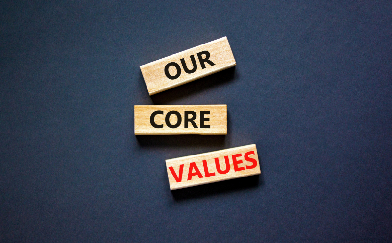 photo of our core values on blocks