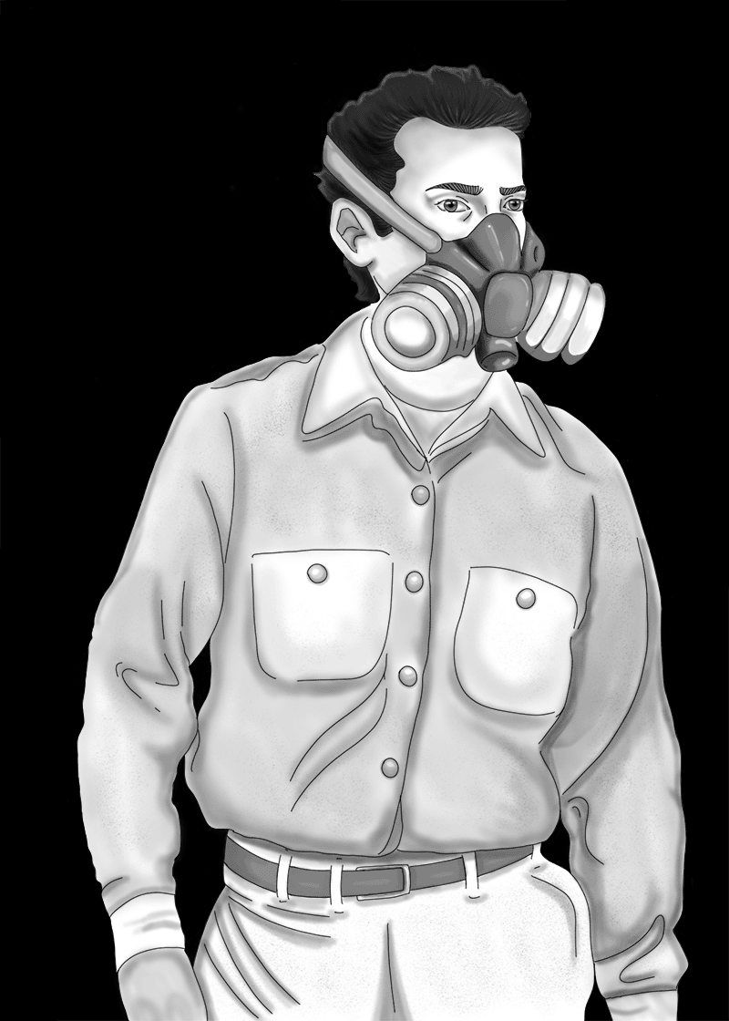 drawing of half mask air purifying respirator