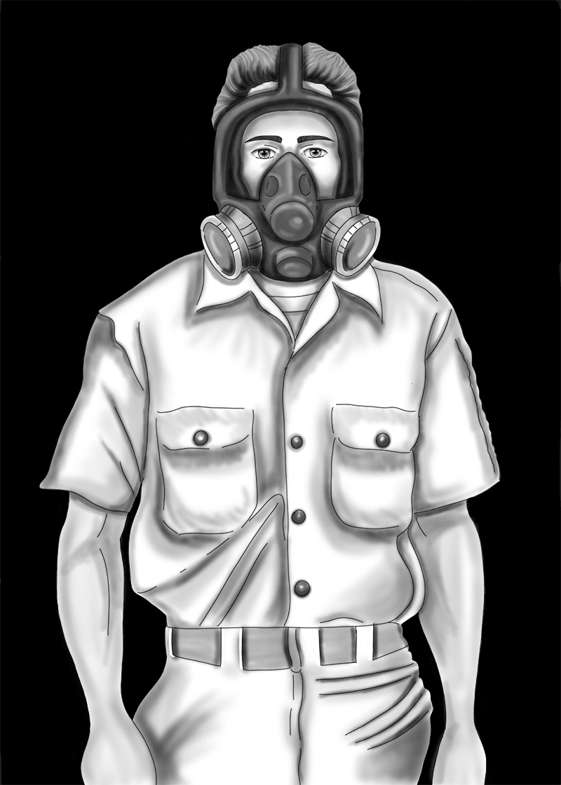drawing of full mask air purifying respirator
