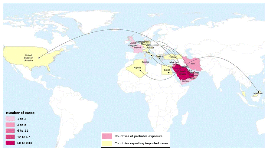 Countries Reporting MERS-CoV Infection